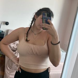 Ruched Baby Pink Crop Top